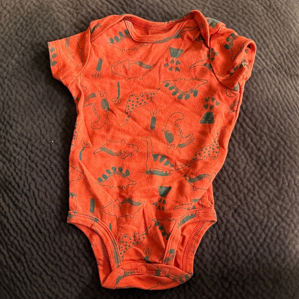 Carters Orange Dinosaur Print Baby One-Piece Bodysuit